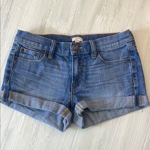 J. Crew Blue Denim Cuffed Shorts Size 25